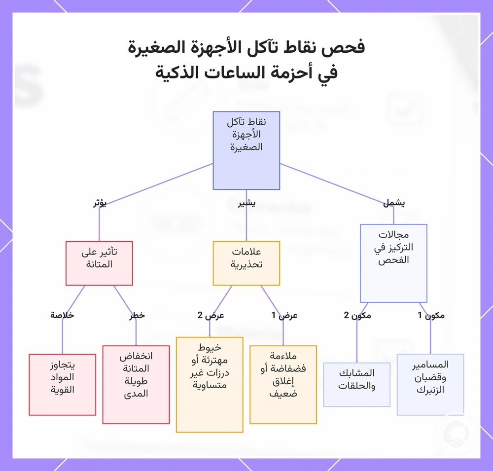فحص نقاط تآكل الأجهزة الصغيرة في أحزمة الساعات الذكية