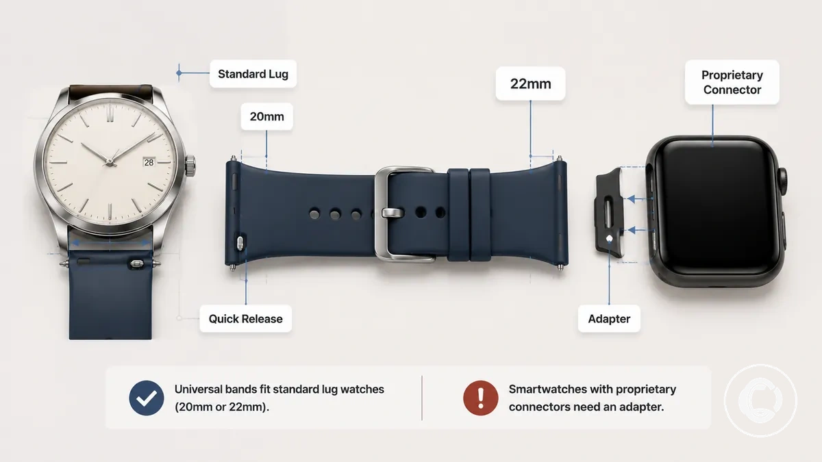 Kompatibilität und Befestigungsgrenzen universeller Smartwatch-Armbänder