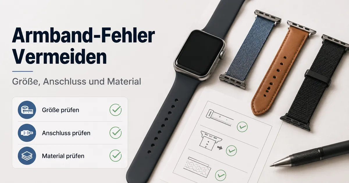 Optionen für Smartwatch-Armbänder vor dem Kauf nach Größe, Anschluss und Material geprüft