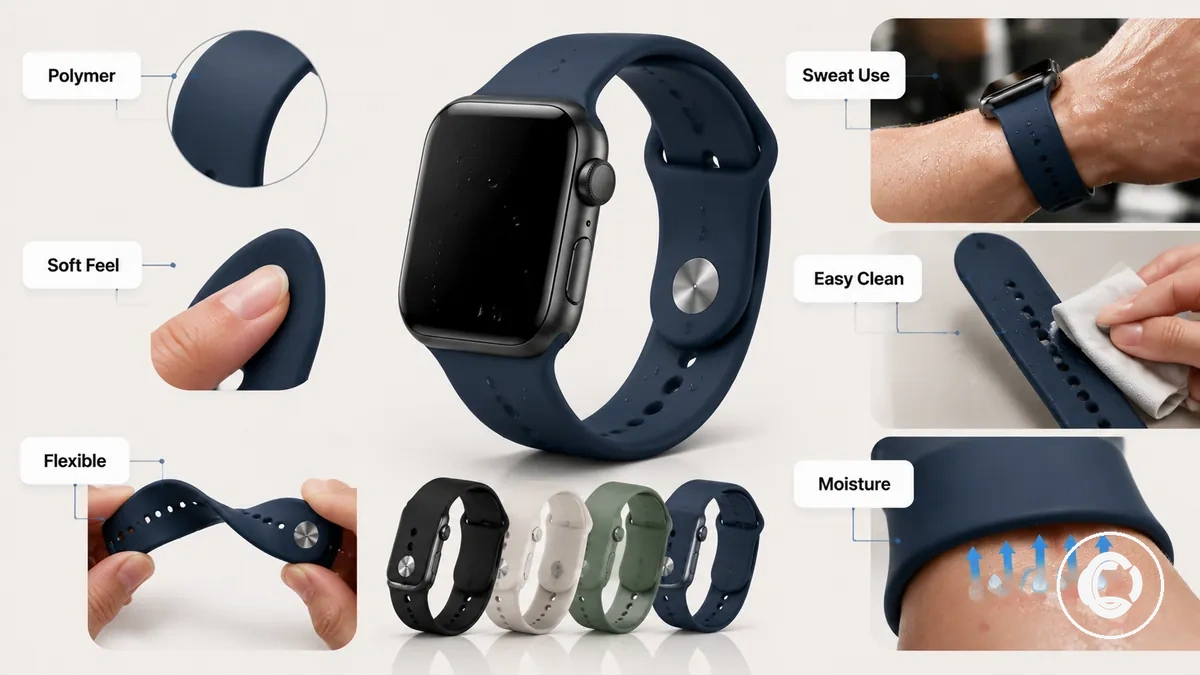 Materiales de silicona, caucho y fluoroelastómero para correas de smartwatch