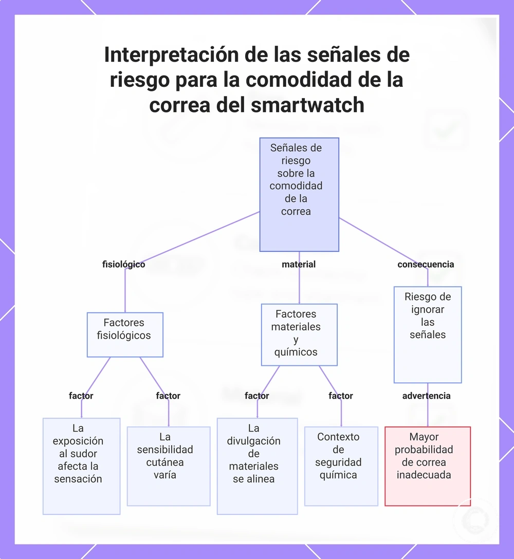 Interpretación de las señales de riesgo para la comodidad de la correa del smartwatch