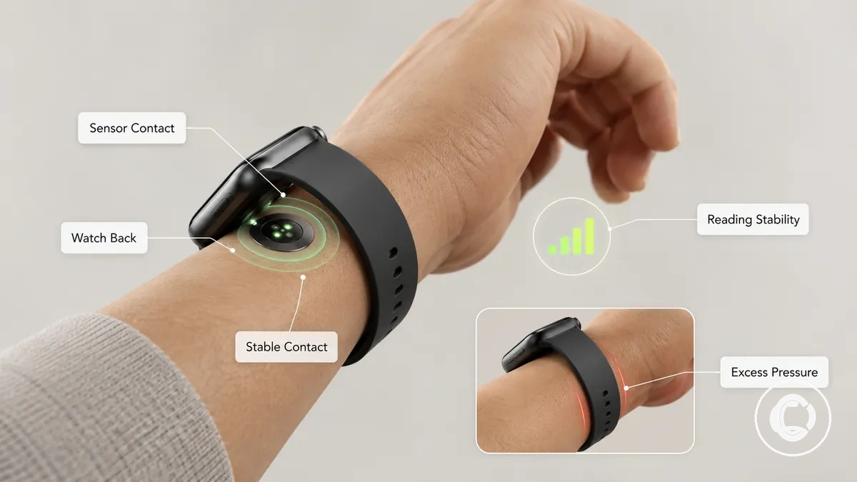 Dos de la montre maintenant le contact des capteurs sans pression excessive