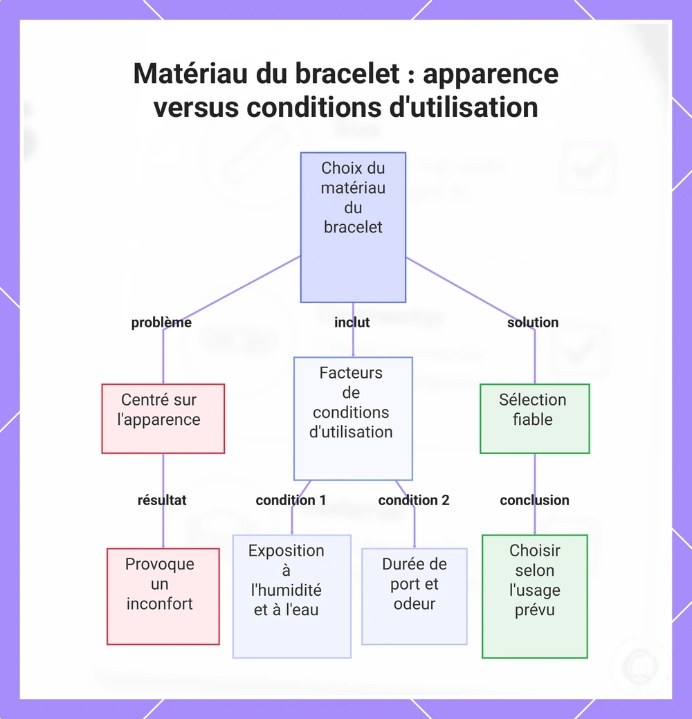 Matériau du bracelet : apparence versus conditions d'utilisation