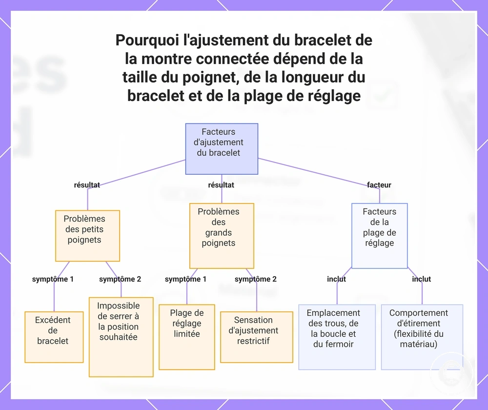 Pourquoi l'ajustement du bracelet de la montre connectée dépend de la taille du poignet, de la longueur du bracelet et de la plage de réglage