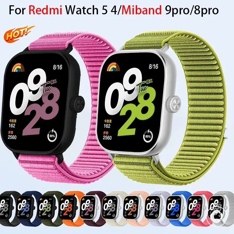 Pulseira em laço de nylon para Redmi Watch e modelos Xiaomi Mi Band