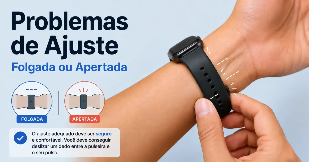 Pulseira para smartwatch ajustada no pulso para corrigir folga ou pressão excessiva